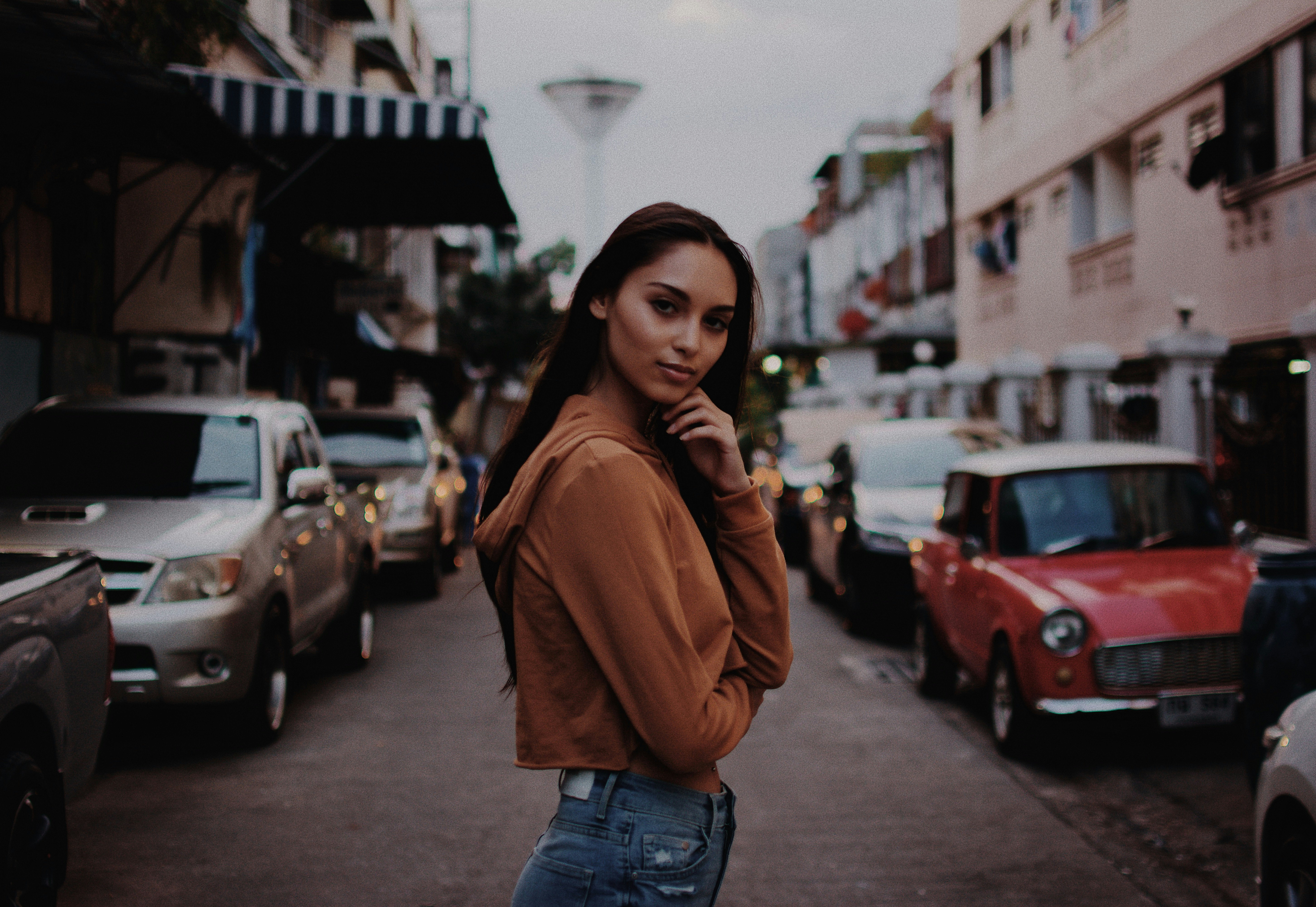 women's brown hoodie during daytime